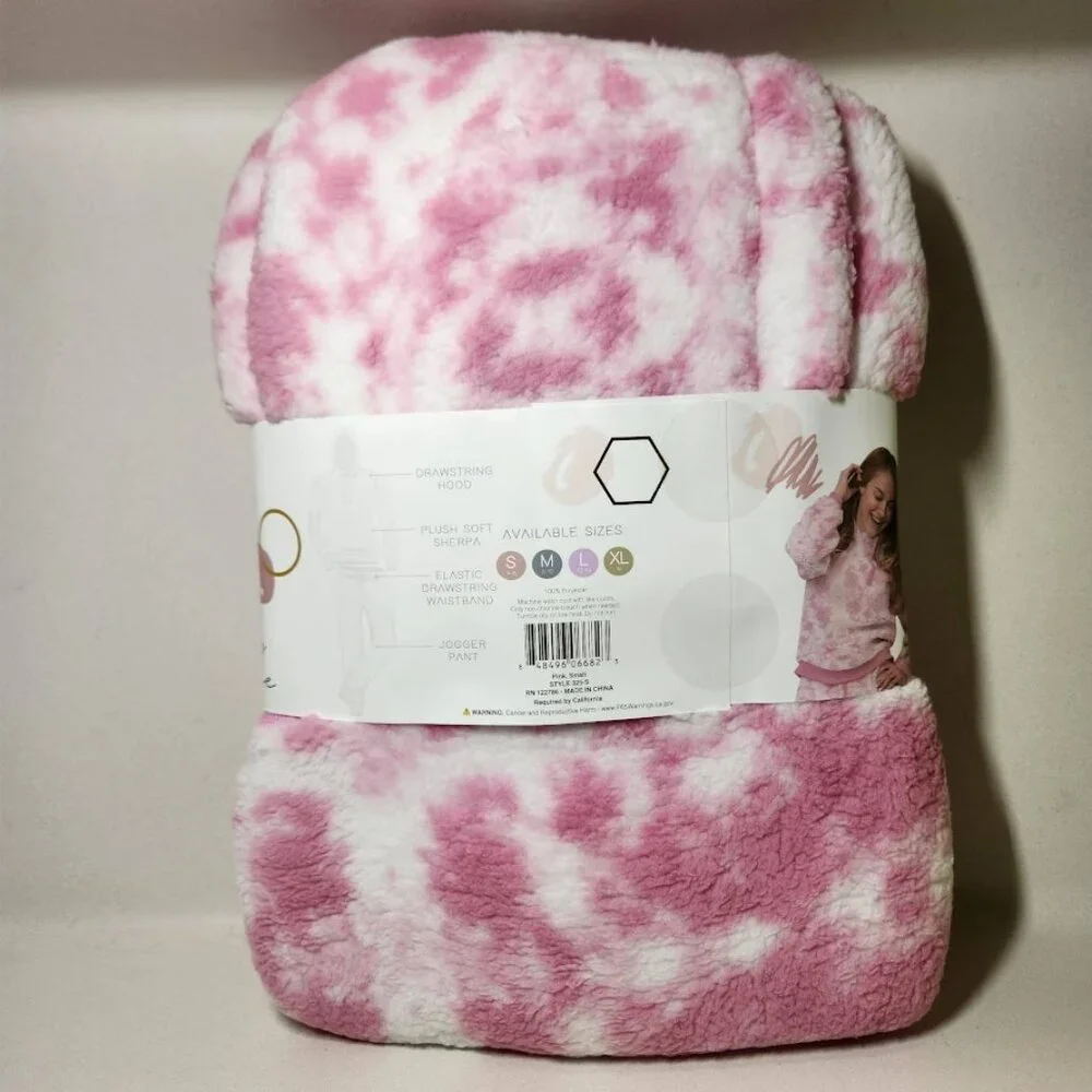 NEW Women's Pajama Gift Set PJs pajamas 2 Piece Hoodie hooded top Pants Pink Top - Picture 6 of 9